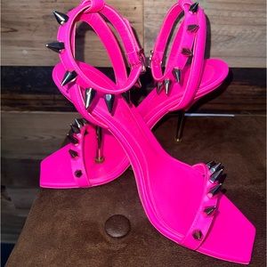 Alexander McQueen Hot Pink High Heels with Spikes
